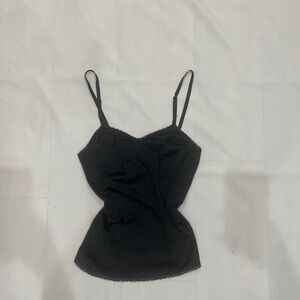 Black Camisole Top with Lace Trim